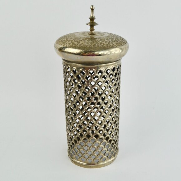 Silverplate Vintage Embossed Silver Candle Lantern MISSING BASE - Picture 5 of 8